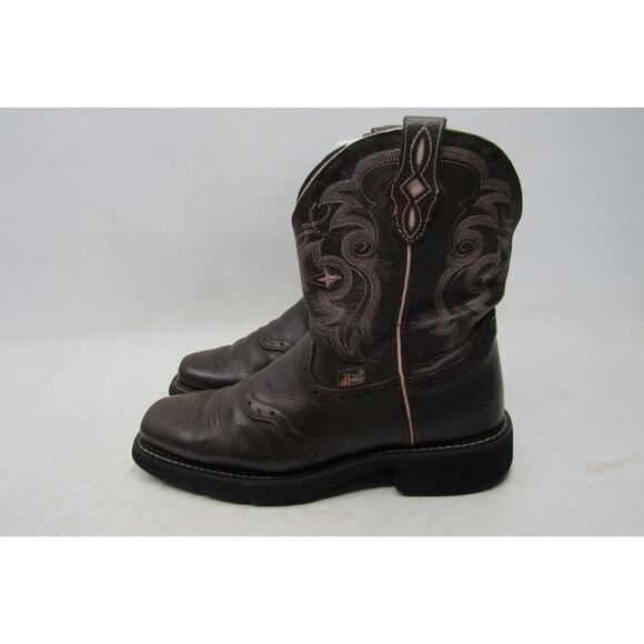 Justin Gypsy Womens Size 8 B Brown Leather Stockman Cowboy Western Boots - Picture 1 of 10